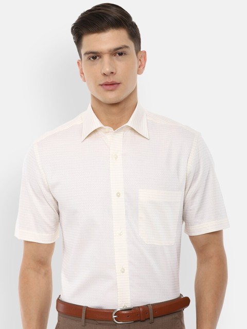 

Louis Philippe Men Cream-Coloured Cotton Regular Fit Formal Shirt
