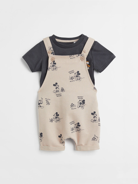 

H&M Beige & Grey Boys Pure Cotton 2-Piece Printed Set