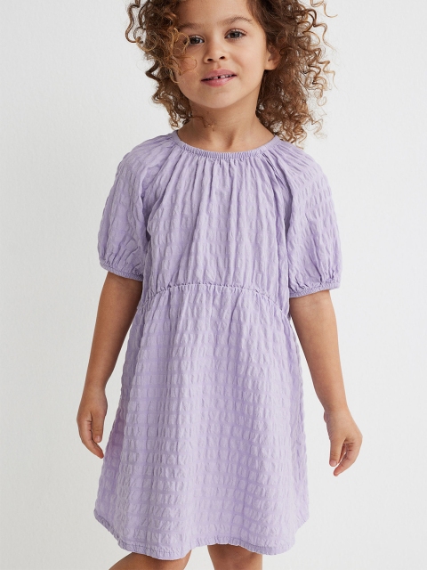 

H&M Girls Lavender Puff Sleeves Seersucker Dress