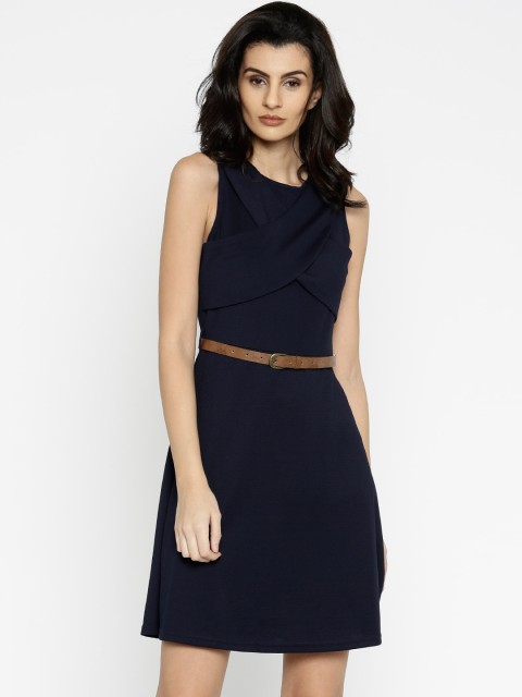 

Vero Moda Women Navy Blue Self-Design A-Line Dress