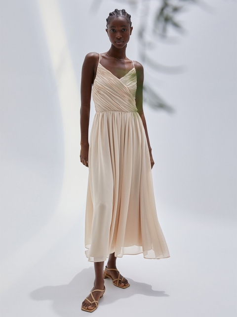 

H&M Beige Pleated Bridesmaid Dress