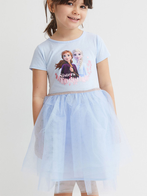 

H&M Girls Blue Printed Tulle Dress