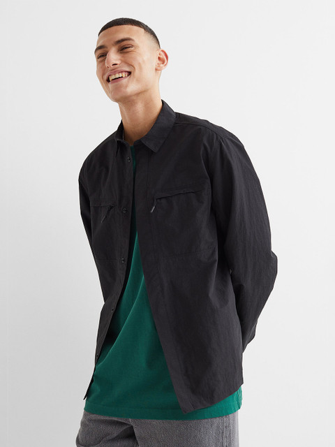 

H&M Men Black Regular Fit Overshirt