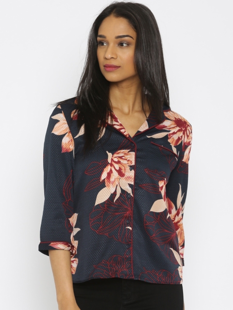 

Vero Moda Women Navy Floral Print Casual Shirt, Navy blue
