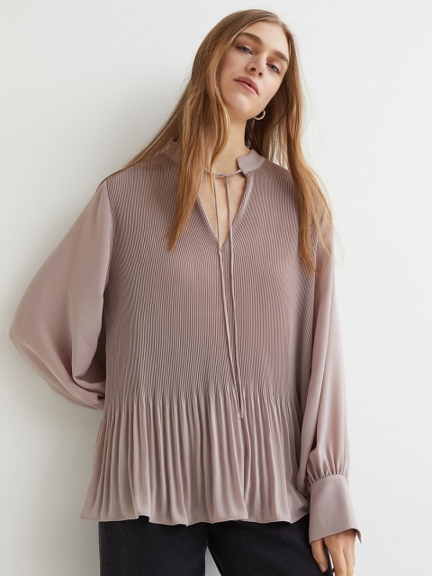 

H&M Women Dusty Rose Pink Pleated Blouse