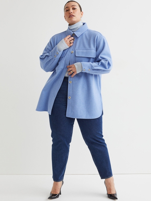 

H&M+ Women Blue Oversized Shacket