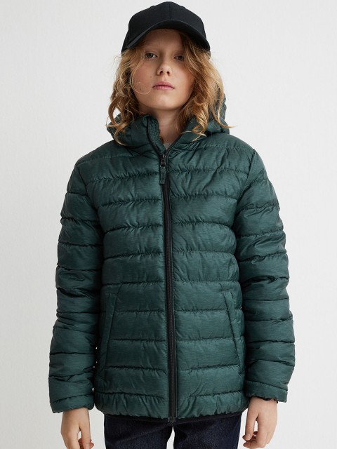 

H&M Women Green Solid Hooded Puffer Jacket