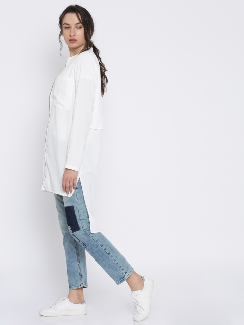 

Vero Moda Women White Solid Shirt Style High-Low Top