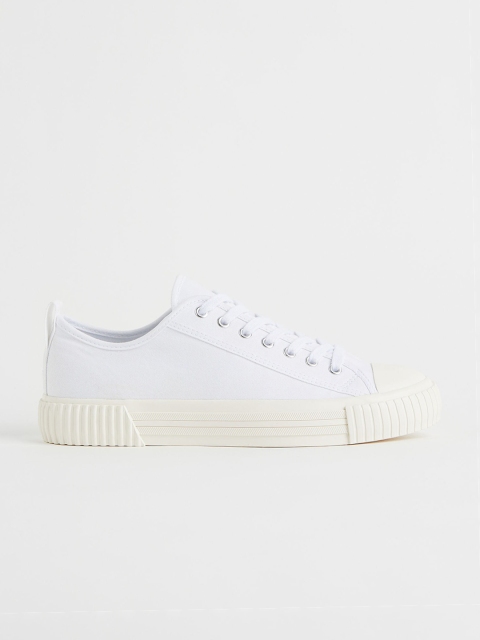 

H&M Women White Solid Cotton Canvas Trainers