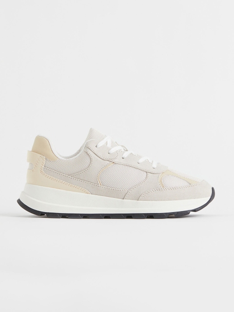 

H&M Women Beige Woven Design PU Trainers