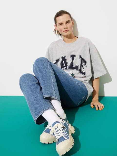 

H&M Women Blue & White Regular Chunky Denim Trainers