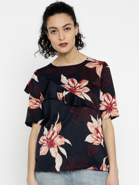 

Vero Moda Women Navy Printed Top, Navy blue