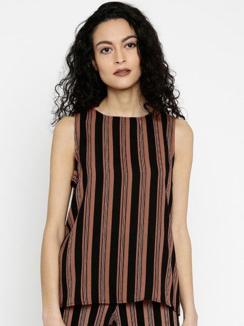 

Vero Moda Women Brown & Black Striped Top