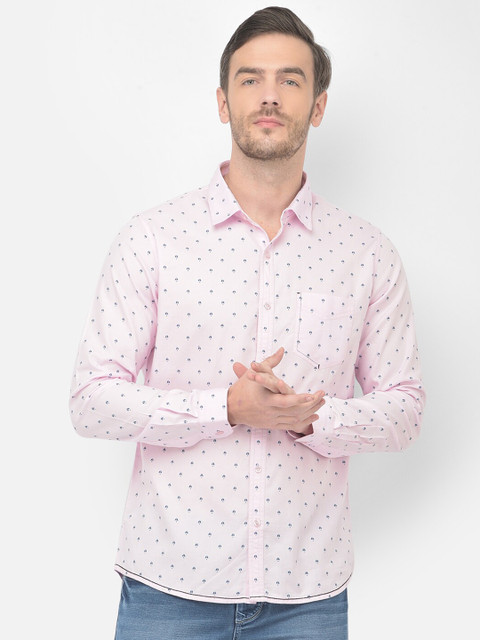 

Canary London Men Pink Cotton Slim Fit Printed Casual Shirt