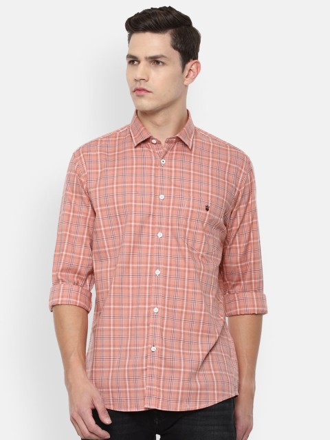 

Louis Philippe Sport Men Peach Checked Slim Fit Casual Shirt