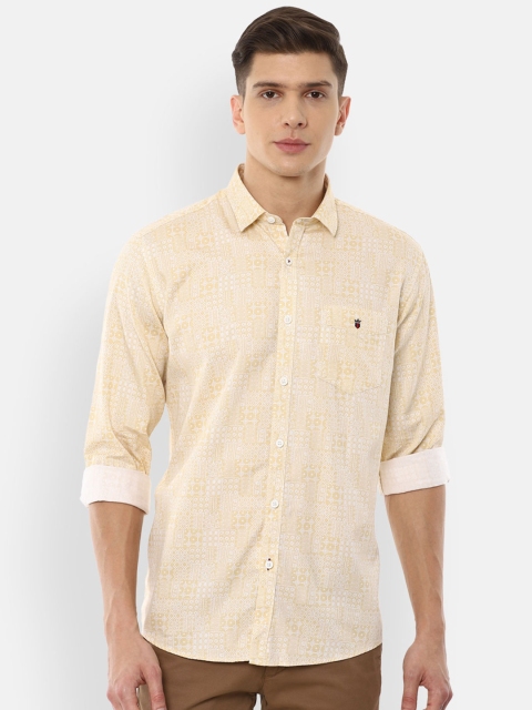 

Louis Philippe Sport Men Yellow Slim Fit Printed Pure Cotton Casual Shirt