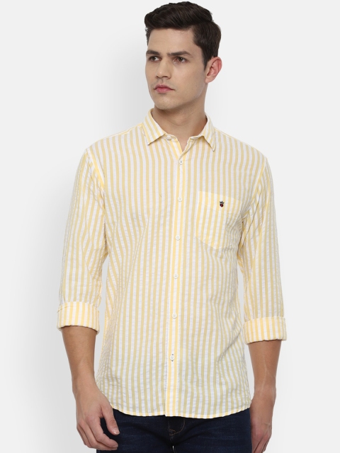 

Louis Philippe Sport Men Yellow Slim Fit Striped Cotton Casual Shirt