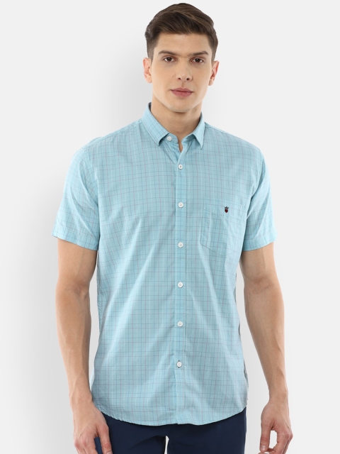 

Louis Philippe Sport Men Turquoise Blue Slim Fit Micro Checks Checked Casual Shirt