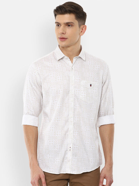 

Louis Philippe Sport Men White Cotton Slim Fit Printed Casual Shirt