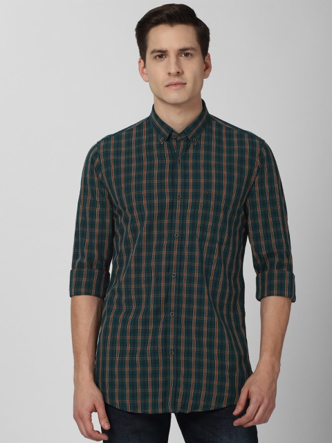 

Peter England Casuals Men Green Slim Fit Checked Winter Casual Shirt