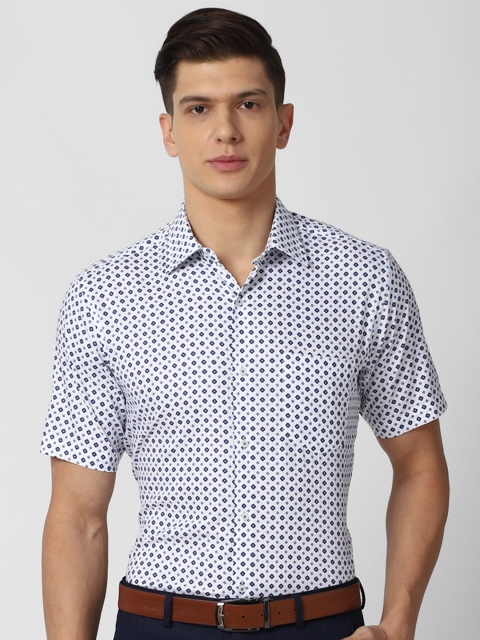 

Van Heusen Men White & Blue Printed Formal Shirt