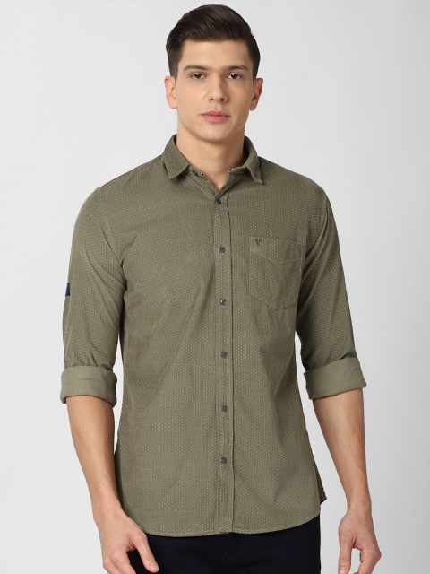 

VAN HEUSEN DENIM LABS Men Olive Green Slim Fit Printed Casual Shirt