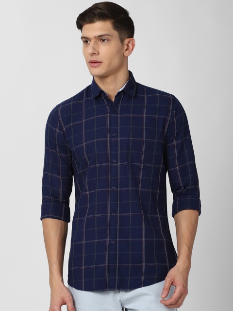 

Van Heusen Sport Men Navy Blue Slim Fit Windowpane Checks Checked Casual Shirt