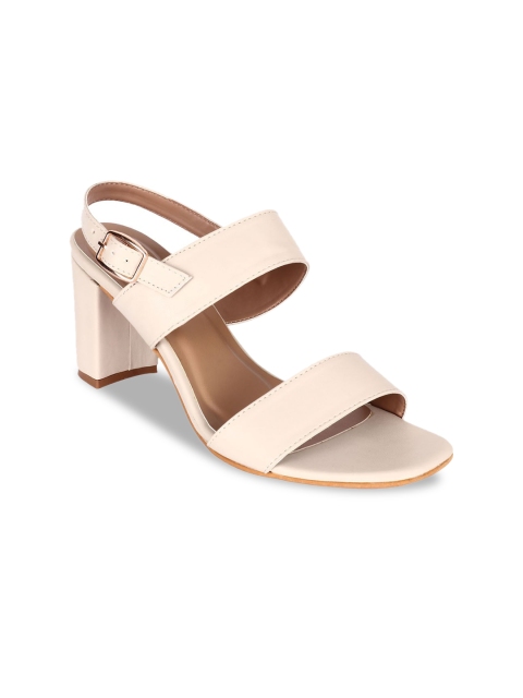 

Women Cream Solid Backstrap Block Heel Sandals