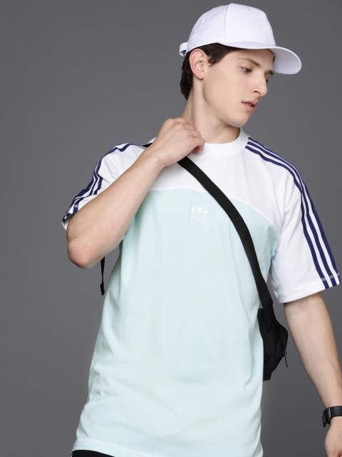 

ADIDAS Originals Men Blue & White Summer 3-Stripes Pure Cotton Sustainable T-shirt