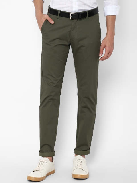 

Allen Solly Men Olive Green Solid Slim Fit Regular Trousers
