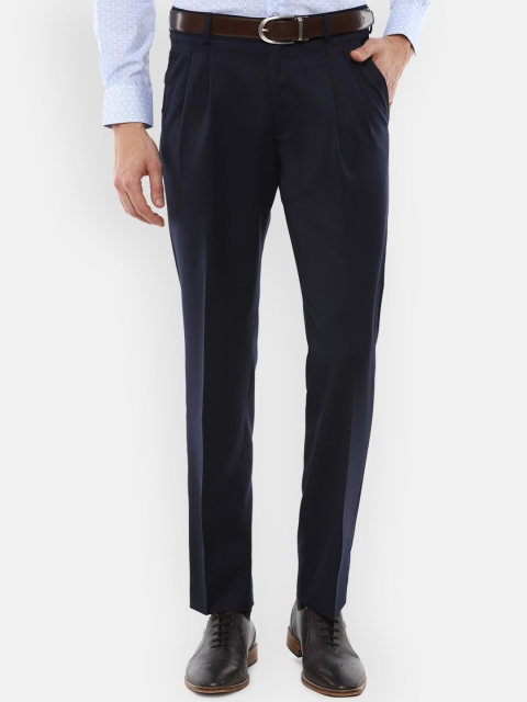 

Louis Philippe Gods & Kings Men Navy Blue Pleated Formal Trousers