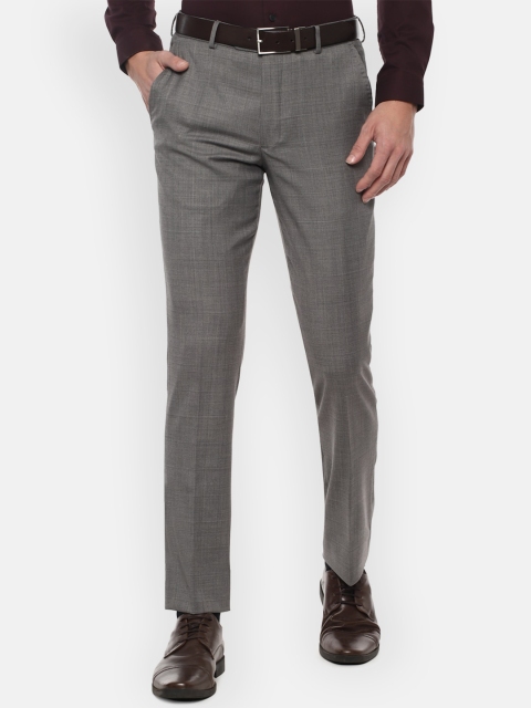 

Louis Philippe Gods & Kings Men Grey Self Design Slim Fit Formal Trousers
