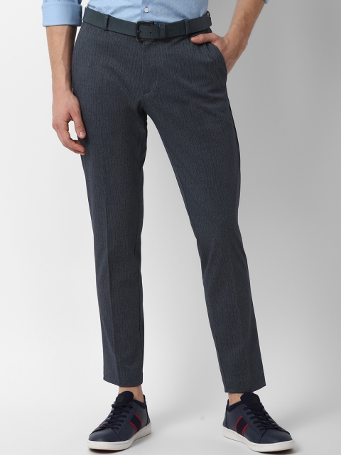 

Louis Philippe Sport Men Navy Blue Textured Slim Fit Trousers