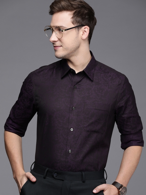 

Louis Philippe Men Purple Printed Semiformal Shirt