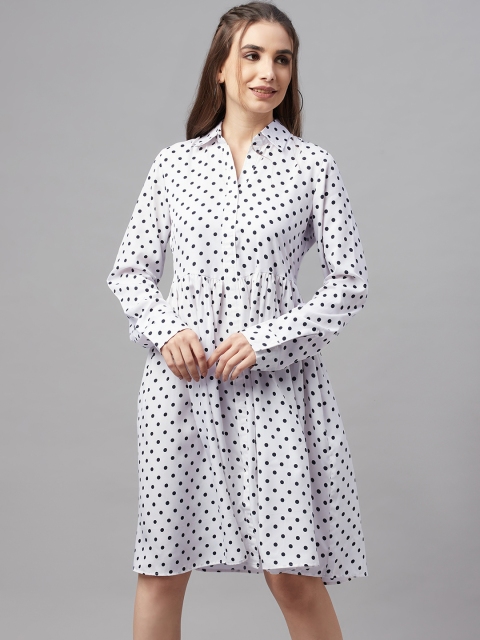 

MBE White & Black Crepe A-Line Dress