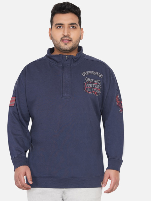 

Santonio Men Plus Size Navy Blue Solid Pure Cotton Sweatshirt