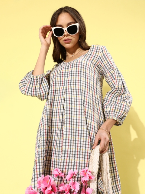 

ZOLA Women Classic White Checked Sun Dress