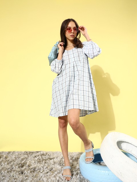

ZOLA Women Stunning Blue Checked Sun Dress