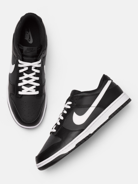 

Nike Men Black Dunk Low Retro Leather Sneakers