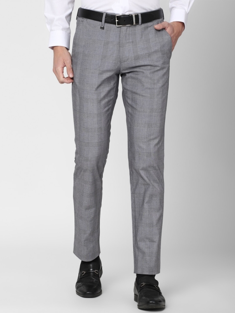 

Van Heusen Men Grey Checked Slim Fit Trousers