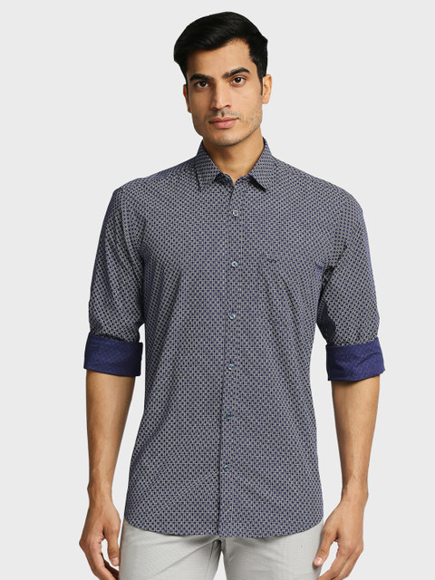 

ColorPlus Men Blue Tailored Fit Printed Cotton Casual Shirt