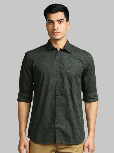 

Parx Men Green Slim Fit Floral Printed Cotton Casual Shirt