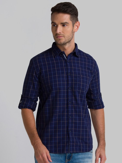 

Parx Men Blue Other Checks Checked Slim Fit Grid Casual Shirt