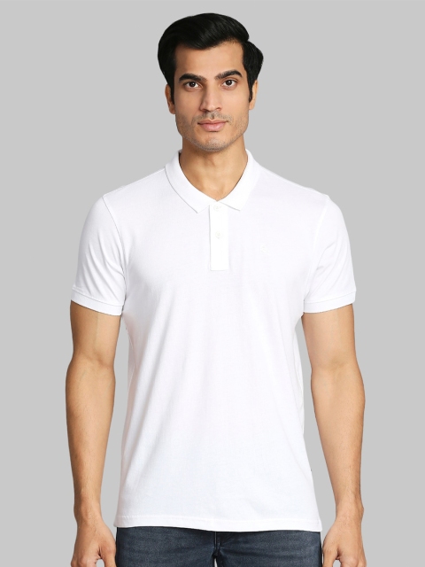 

Parx Men White Solid Polo Cotton T-shirt