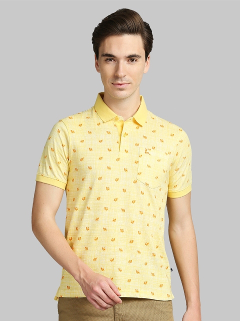 

Parx Men Yellow Cotton Regular Fit Printed Polo Collar T-shirt