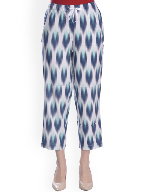 

Style SHOES Women Blue & White Smart Casual White & Green Printed Cotton Lounge Pants