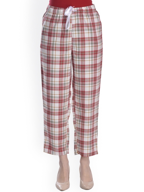 

Style SHOES Women Red & White Checked Cotton Lounge Pants