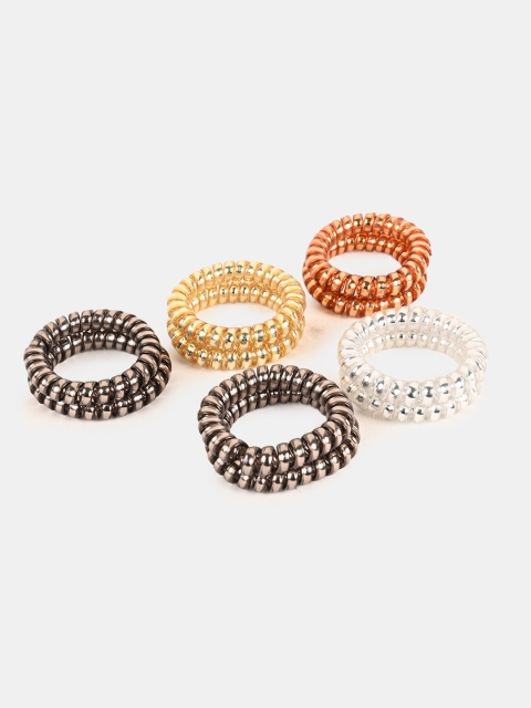 

BuckleUp Women Set of 6 Black & Gold-Toned Ponytail Holders