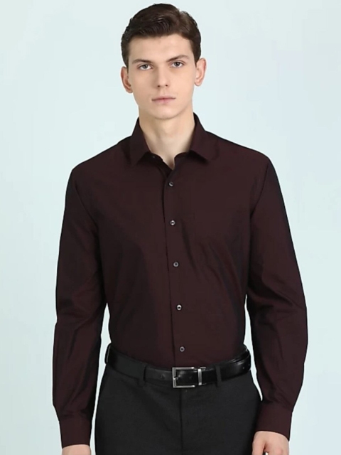 

Emerals Men Burgundy Standard Semiformal Shirt