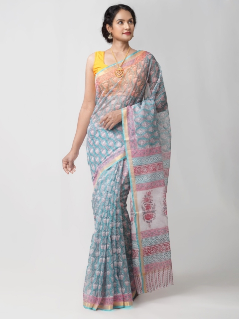 

Unnati Silks Green & Pink Ethnic Motifs Printed Pure Cotton Kota Saree